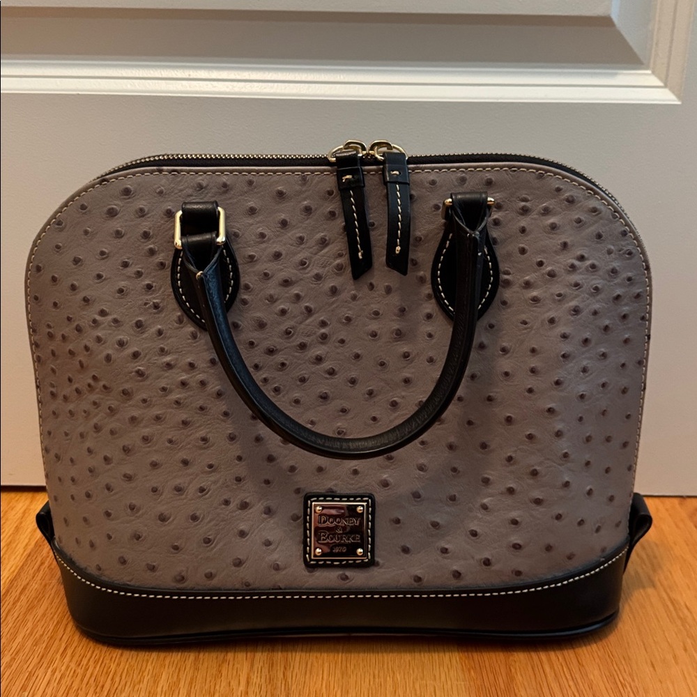 Dooney & Bourke Black and Gray Ostrich Satchel